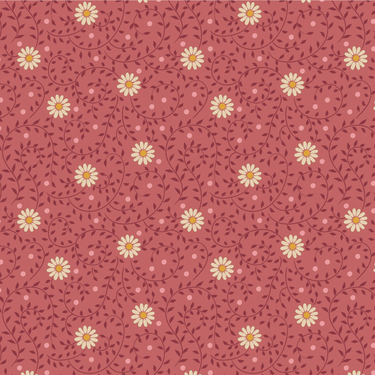 Tilda Patchwork Stoff Baumwolle - Sanctuary - Daisydream Rhubarb